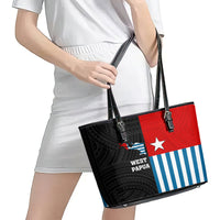 West Papua Leather Tote Bag Polynesian Pattern With Coat Of Arms LT05 - Polynesian Pride