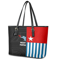 West Papua Leather Tote Bag Polynesian Pattern With Coat Of Arms LT05 - Polynesian Pride