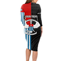 Personalised West Papua Long Sleeve Bodycon Dress Polynesian Pattern With Coat Of Arms LT05 - Polynesian Pride