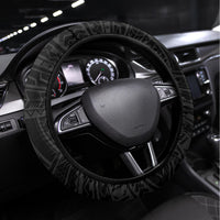 West Papua Steering Wheel Cover Polynesian Pattern With Coat Of Arms LT05 Universal Fit Blue - Polynesian Pride