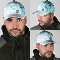 Samoa Siapo Pattern With Teal Hibiscus Classic Cap LT05 - Polynesian Pride
