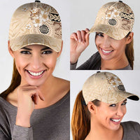 Samoa Siapo Pattern With Beige Hibiscus Classic Cap LT05 - Polynesian Pride