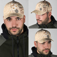 Samoa Siapo Pattern With Beige Hibiscus Classic Cap LT05 - Polynesian Pride