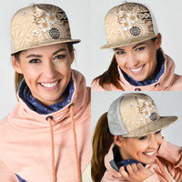Samoa Siapo Pattern With Beige Hibiscus Mesh Trucker Cap LT05 - Polynesian Pride