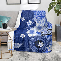 Samoa Siapo Pattern With Navy Hibiscus Blanket