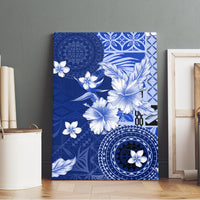 Samoa Siapo Pattern With Navy Hibiscus Canvas Wall Art