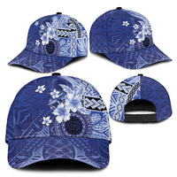 Samoa Siapo Pattern With Navy Hibiscus Classic Cap LT05 - Polynesian Pride