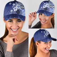 Samoa Siapo Pattern With Navy Hibiscus Classic Cap LT05 - Polynesian Pride