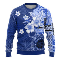 Samoa Siapo Pattern With Navy Hibiscus Ugly Christmas Sweater LT05 - Polynesian Pride