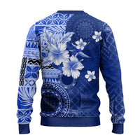 Samoa Siapo Pattern With Navy Hibiscus Ugly Christmas Sweater LT05 - Polynesian Pride