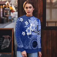 Samoa Siapo Pattern With Navy Hibiscus Ugly Christmas Sweater LT05 - Polynesian Pride
