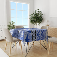 Samoa Siapo Pattern With Navy Hibiscus Tablecloth