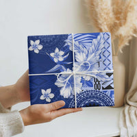 Samoa Siapo Pattern With Navy Hibiscus Wrapping Paper LT05 - Polynesian Pride