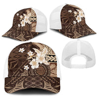Samoa Siapo Pattern With Brown Hibiscus Baseball Net Cap LT05 - Polynesian Pride