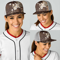 Samoa Siapo Pattern With Brown Hibiscus Baseball Net Cap LT05 - Polynesian Pride