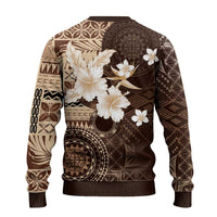 Samoa Siapo Pattern With Brown Hibiscus Ugly Christmas Sweater LT05 - Polynesian Pride
