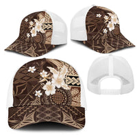 Samoa Siapo Pattern With Brown Hibiscus Mesh Trucker Cap LT05 - Polynesian Pride