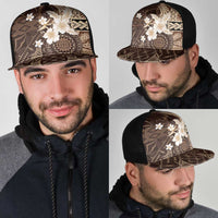 Samoa Siapo Pattern With Brown Hibiscus Mesh Trucker Cap LT05 - Polynesian Pride