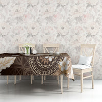 Samoa Siapo Pattern With Brown Hibiscus Tablecloth