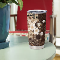 Samoa Siapo Pattern With Brown Hibiscus Tumbler Cup