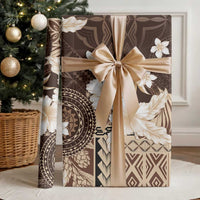 Samoa Siapo Pattern With Brown Hibiscus Wrapping Paper LT05 - Polynesian Pride