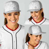 Samoa Siapo Pattern With White Hibiscus Baseball Net Cap LT05 - Polynesian Pride