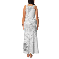 Samoa Siapo Pattern With White Hibiscus Family Matching Tank Maxi Dress and Hawaiian Shirt LT05 - Polynesian Pride