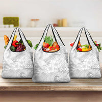 Samoa Siapo Pattern With White Hibiscus Grocery Bag LT05 3-pack One Size White - Polynesian Pride