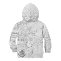 Samoa Siapo Pattern With White Hibiscus Kid Hoodie LT05 - Polynesian Pride