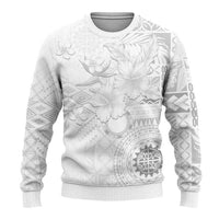 Samoa Siapo Pattern With White Hibiscus Ugly Christmas Sweater LT05 - Polynesian Pride