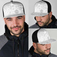 Samoa Siapo Pattern With White Hibiscus Mesh Trucker Cap LT05 - Polynesian Pride