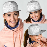 Samoa Siapo Pattern With White Hibiscus Mesh Trucker Cap - Polynesian Pride