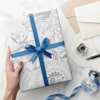 Samoa Siapo Pattern With White Hibiscus Wrapping Paper LT05 - Polynesian Pride