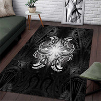 New Zealand Matariki Area Rug Maori Moko Black Galaxy LT05 Black - Polynesian Pride