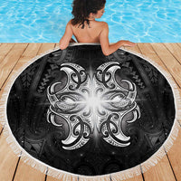 New Zealand Matariki Beach Blanket Maori Moko Black Galaxy LT05 - Polynesian Pride