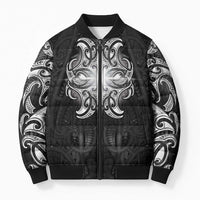 New Zealand Matariki Bomber Puffer Jacket Maori Moko Black Galaxy LT05 Unisex Black - Polynesian Pride