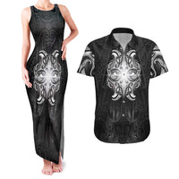 New Zealand Matariki Couples Matching Tank Maxi Dress and Hawaiian Shirt Maori Moko Black Galaxy