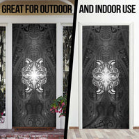New Zealand Matariki Door Cover Maori Moko Black Galaxy