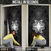New Zealand Matariki Door Cover Maori Moko Black Galaxy