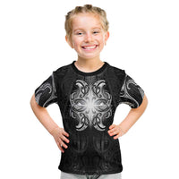 New Zealand Matariki Kid T Shirt Maori Moko Black Galaxy LT05 Black - Polynesian Pride