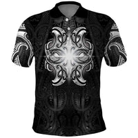 New Zealand Matariki Polo Shirt Maori Moko Black Galaxy LT05 Black - Polynesian Pride