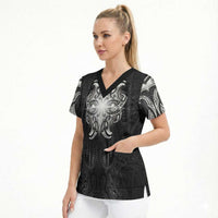 New Zealand Matariki Scrub Top Maori Moko Black Galaxy LT05 - Polynesian Pride