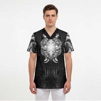New Zealand Matariki Scrub Top Maori Moko Black Galaxy LT05 - Polynesian Pride