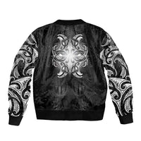 New Zealand Matariki Sleeve Zip Bomber Jacket Maori Moko Black Galaxy LT05 - Polynesian Pride