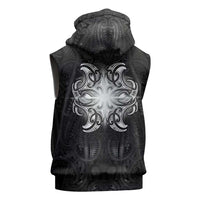 New Zealand Matariki Sleeveless Hoodie Maori Moko Black Galaxy