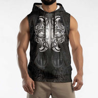 New Zealand Matariki Sleeveless Hoodie Maori Moko Black Galaxy