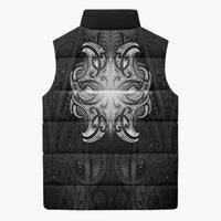 New Zealand Matariki Sleeveless Puffer Jacket Maori Moko Black Galaxy LT05 - Polynesian Pride