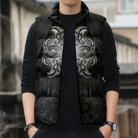 New Zealand Matariki Sleeveless Puffer Jacket Maori Moko Black Galaxy LT05 - Polynesian Pride