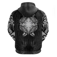New Zealand Matariki Zip Hoodie Maori Moko Black Galaxy LT05 - Polynesian Pride