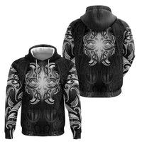 New Zealand Matariki Zip Hoodie Maori Moko Black Galaxy LT05 - Polynesian Pride